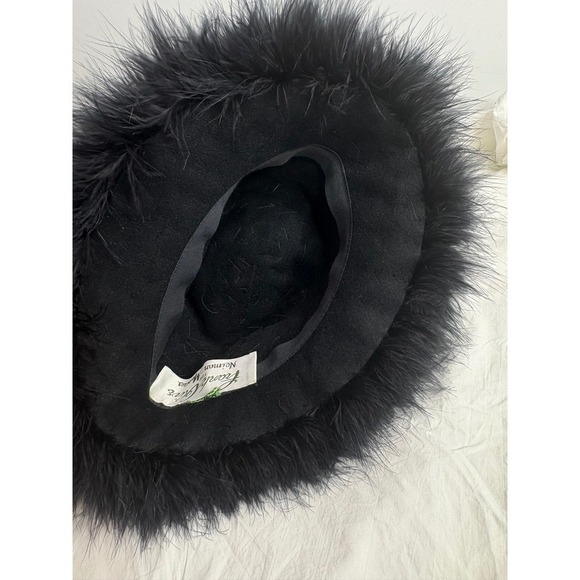Frank Olive for Naiman Marcus Black marabou Feather Cloche Hat Elegant Glamour main image 6